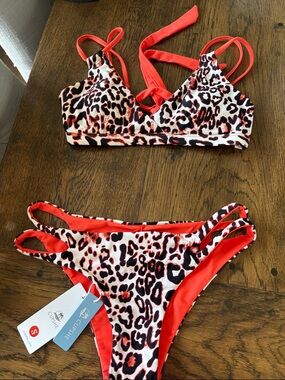 Cupshe Red Leopard Print Strappy Bikini